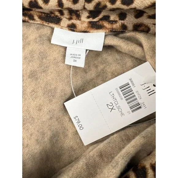 J. Jill  Leopard Print Cowl Neck Pullover LS  Top Shirt  Size 2X - Picture 7 of 9